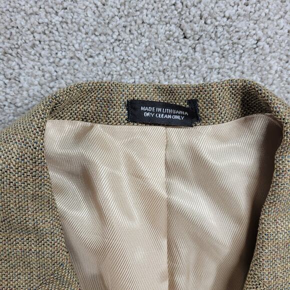 Oscar De La Renta Silk Wool Sport Coat Mens 42R Tan Gold Weave Three Button - Picture 10 of 13